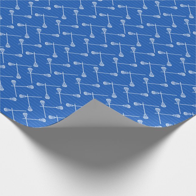 Papel De Presente Palitos brancos de Lacrosse Azul Real Patterados (Ponta)