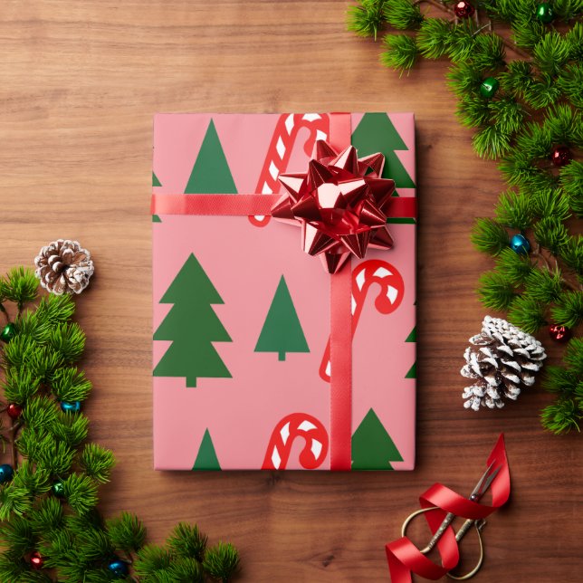 Papel De Presente Palitos de Natal verdes (Presente de Natal)