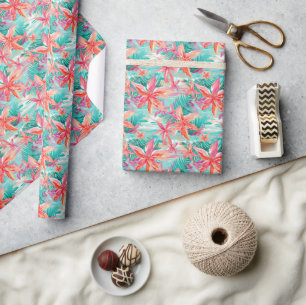 Papel De Presente Palm Beach Tropical Beach Flowers