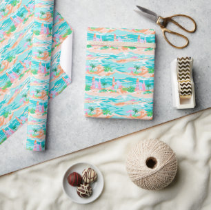 Papel De Presente Palm Beach Tropical Beach Sand Castle