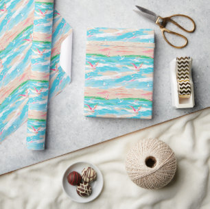 Papel De Presente Palm Beach Tropical Beach Seagulls