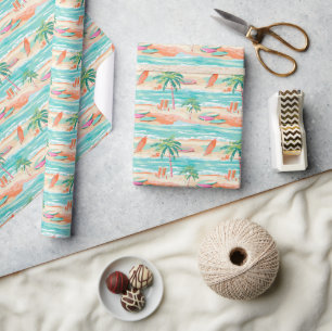 Papel De Presente Palm Beach Tropical Island Beach