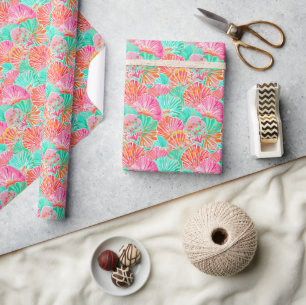 Papel De Presente Palm Beach Tropical Ocean Seashells