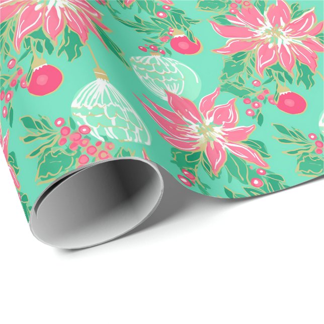 Papel De Presente Palm Beach Watercolor Ornament (Ponta do rolo)