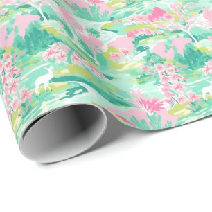 Papel De Presente Palm Beach Watercolor Reindeer