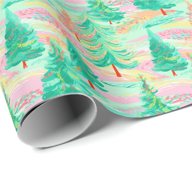 Papel De Presente Palm Beach Watercolor Trees (Ponta do rolo)