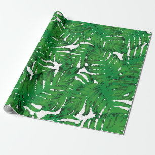 Papel De Presente Palm Monstera Sem Olhos. Trópico Verde Branco