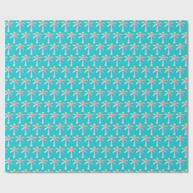 Papel De Presente Palm Primaveras Caribe Árvore Tropical Azul (Aberto)
