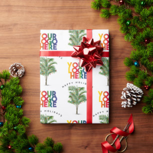 Papel De Presente Palm Tree Business Logo Natal de Férias