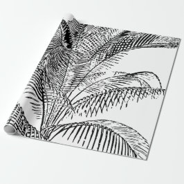 Papel De Presente Palm Tree deixa Abstrato preto e branco