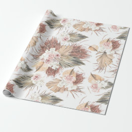 Papel De Presente Palma Seca Tropical Deixa Foliage Floral Exótica