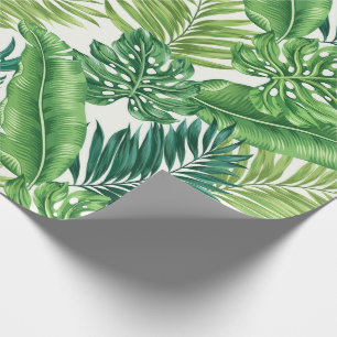 Papel De Presente Palma Tropical Verde Folha Monstera