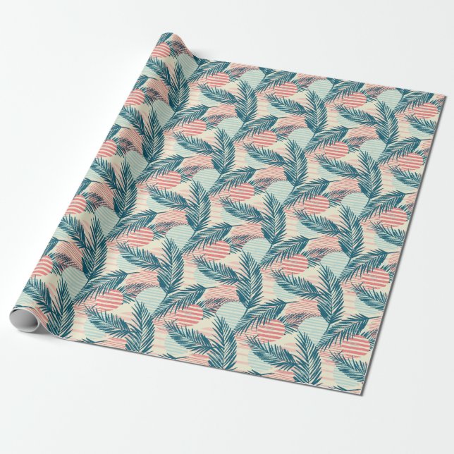 Papel De Presente Palmas exóticas, texturas desenhadas à mão (Desenrolado)