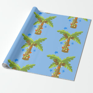 Papel De Presente palmeira de julho do Natal tropical no verão