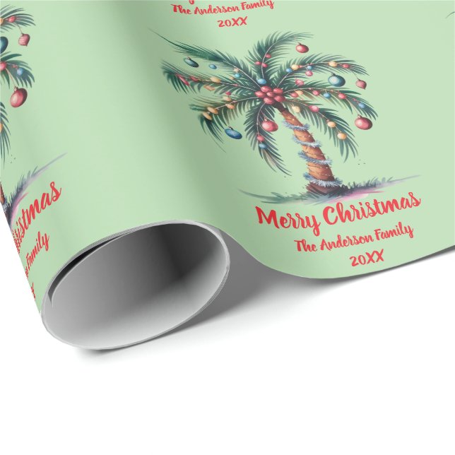 Papel De Presente Palmeira de Natal Personalizada (Ponta do rolo)