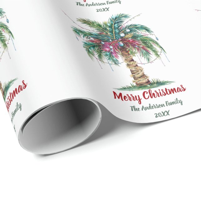Papel De Presente Palmeira de Natal Personalizada (Ponta do rolo)