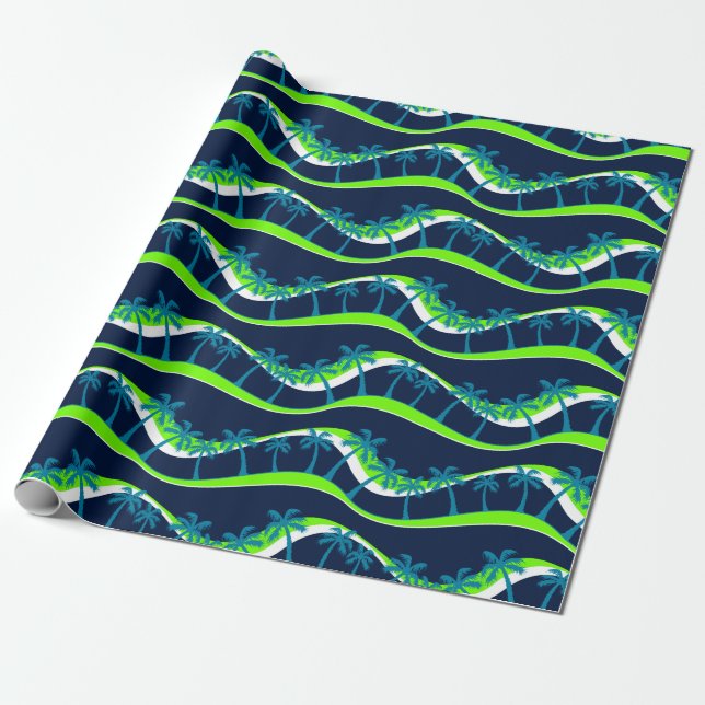 Papel De Presente Palmeiras em ondas (Desenrolado)