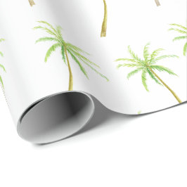 Papel De Presente Palmeiras Tropicais Cores de Água