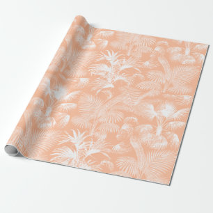 Papel De Presente Palmeiras tropicais modernas cor-de-rosa branco