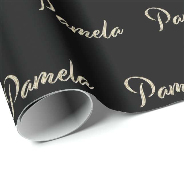 Papel De Presente Pamela white gold Handwriting Geschenkpapier (Ponta do rolo)
