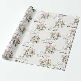 Papel De Presente Pampas de aniversário eucalyptus sage verde modern