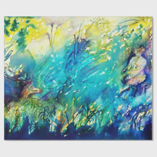 PAPEL DE PRESENTE PAN BRINCANDO FLUTA E CERVEJA EM TERRA VERDE