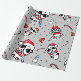 Papel De Presente Panda Adorável Papai Noel Natal Férias Envoltório 