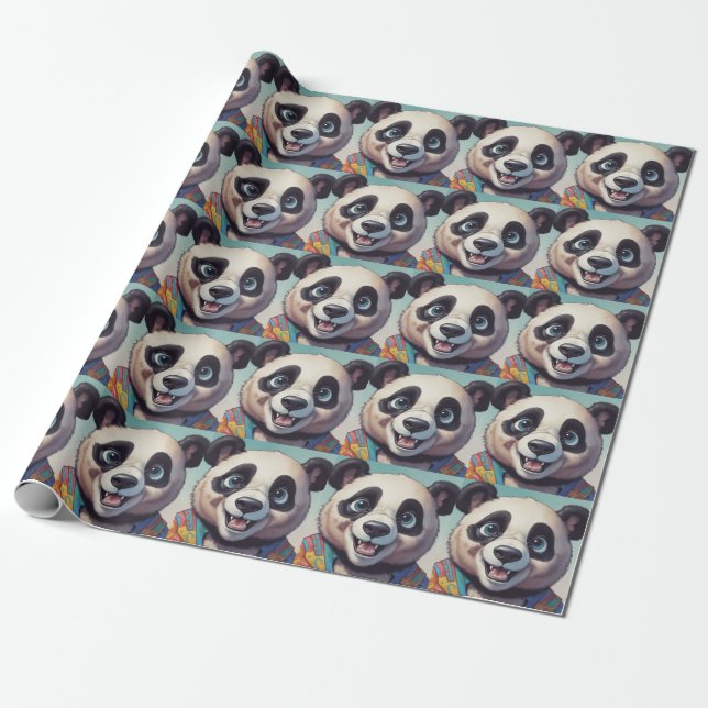 Papel De Presente Panda Cartoon Drawing Art (Desenrolado)