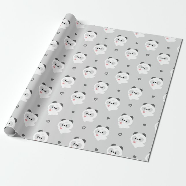 Papel De Presente Panda de Amor Fofo (Desenrolado)