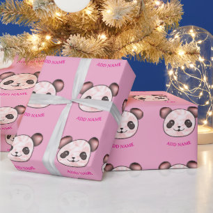 Papel De Presente Panda De Kawaii A Rosa