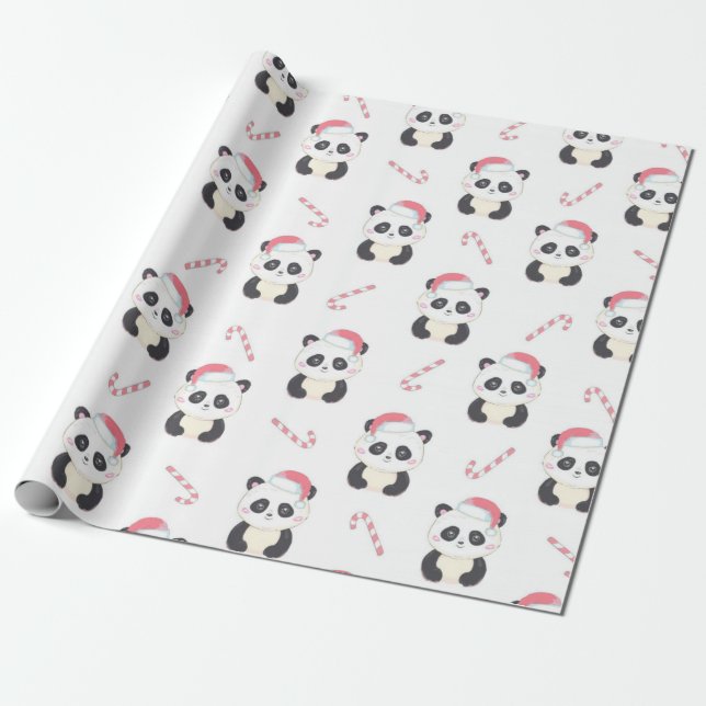 Papel De Presente Panda de Natal (Desenrolado)
