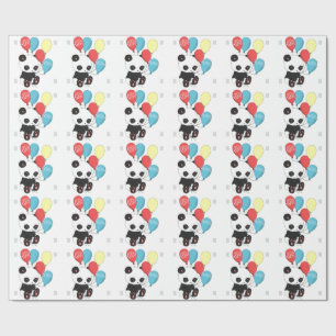Papel De Presente Panda do aniversário com balões