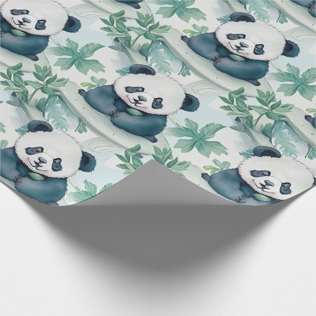Papel De Presente Panda e árvore de bambu (Ponta)