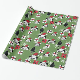 Papel De Presente Pandas Natal Fofo Papai Noel com Presentes