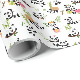 Papel De Presente Panda's Pattern