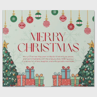 Papel De Presente Panfleto de Boas Festas de Natal Ilustrado Vermelh