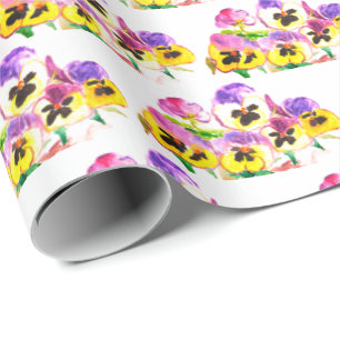 Papel De Presente Pansies Florais Flores Pansy Gift Wrap Bonito