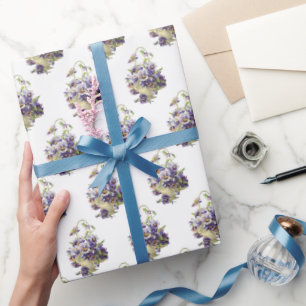 Papel De Presente Pansy Basket em Branco