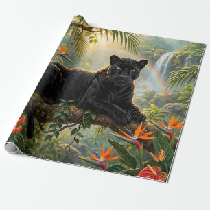 Papel De Presente Pantera Negra Quênia Flores da Selva Cachoeira