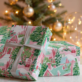 Papel De Presente Pão branco Pastel Rosa Natal