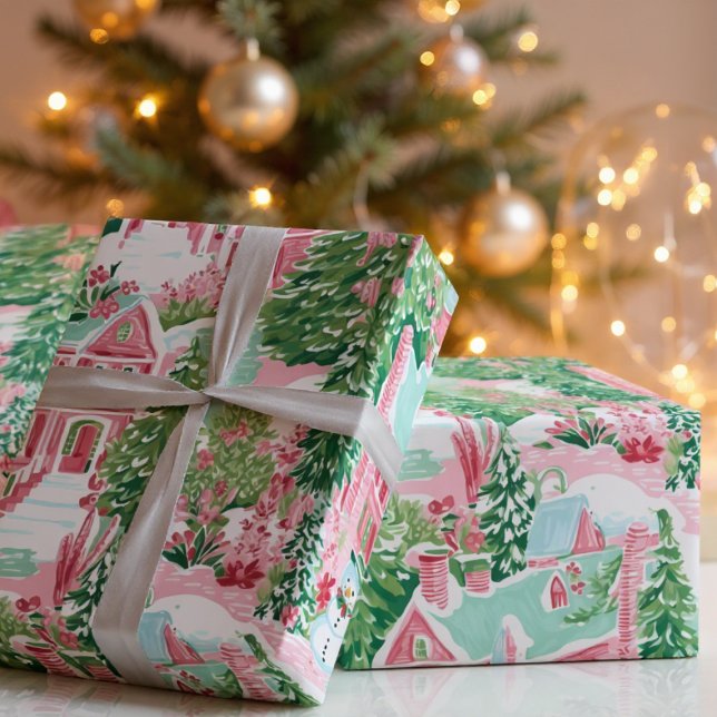 Papel De Presente Pão branco Pastel Rosa Natal (Criador carregado)