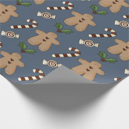 Papel De Presente Pão-de-bico-branco e canas-doces Natal