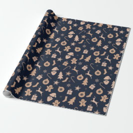 Papel De Presente Pão de especiarias, Papais noeis e padrão da árvor