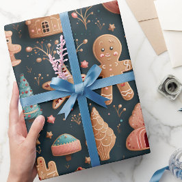 Papel De Presente Pão de Gengala 3D, branco, Natal
