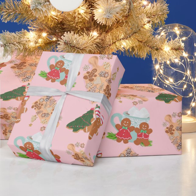 Papel De Presente Pão de Gengala Rosa+ Biscoito de Açúcar Molho de N (Feriados)