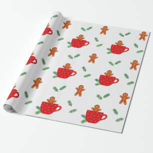 Papel De Presente Pão-de-gengibre café Papel de molho de Natal