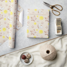 Papel De Presente Pão de Gengibre Limão de Natal Aquarela