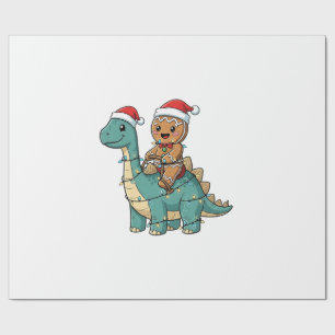 Papel De Presente Pão de gengibre montando um dinossauro Natal Santa