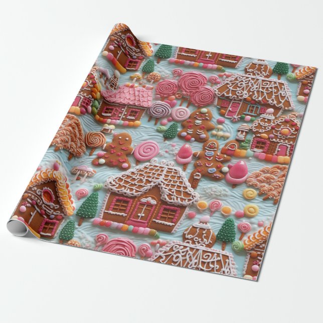 Papel De Presente Pão de Gingerpão bonito Natal (Desenrolado)