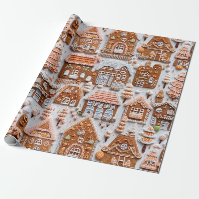 Papel De Presente Pão de Gingerpão bonito Natal (Desenrolado)